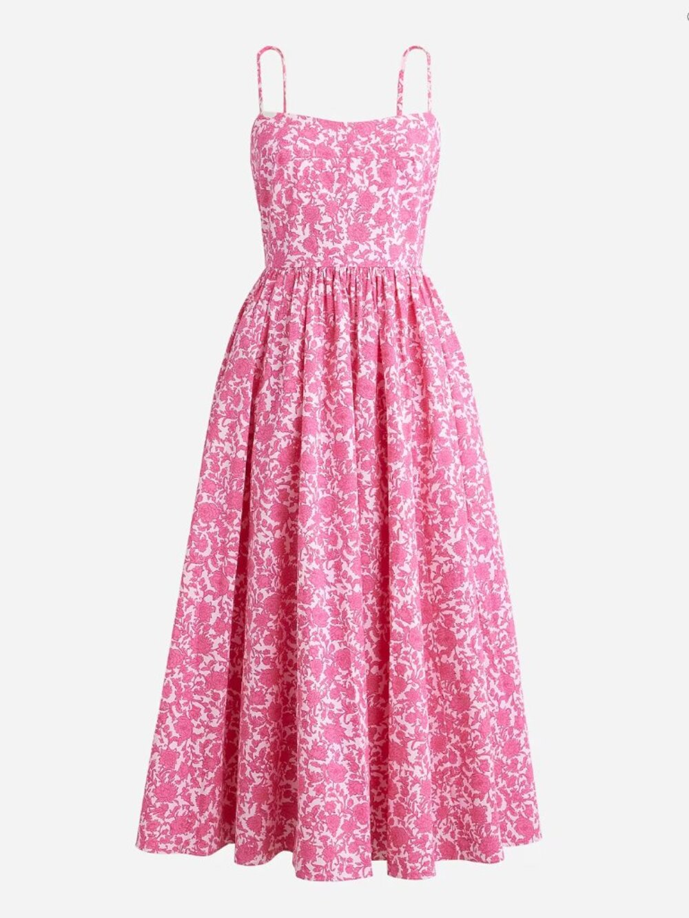 J.Crew A-line cotton poplin midi dress in rosebud floral (pink)